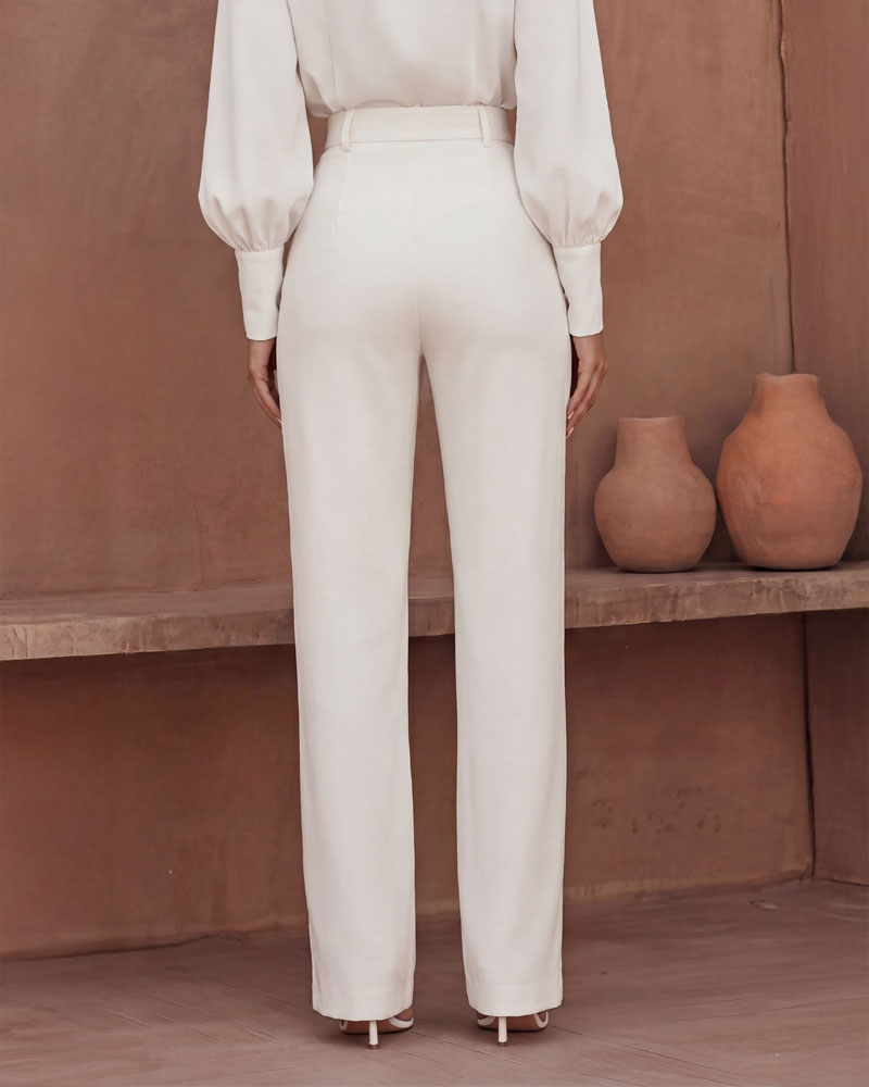 Cut-Out Waist Tailored Trousers