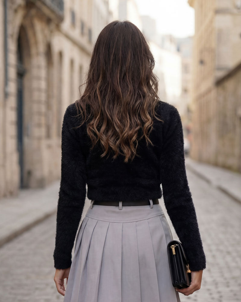 Cross-Front Knit Pullover