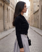 Cross-Front Knit Pullover