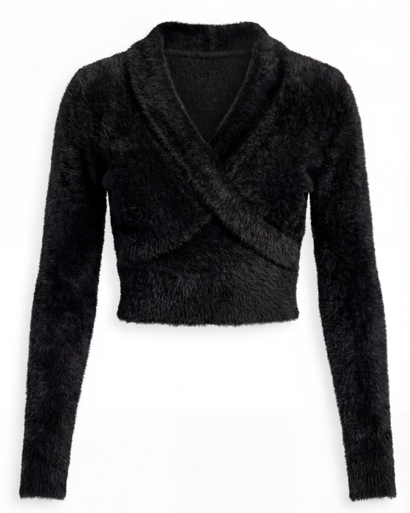 Cross-Front Knit Pullover