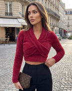 Cross-Front Knit Pullover