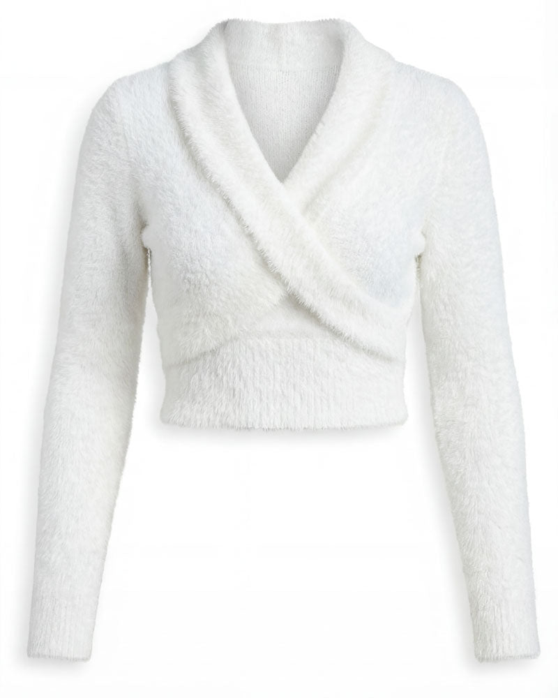 Cross-Front Knit Pullover