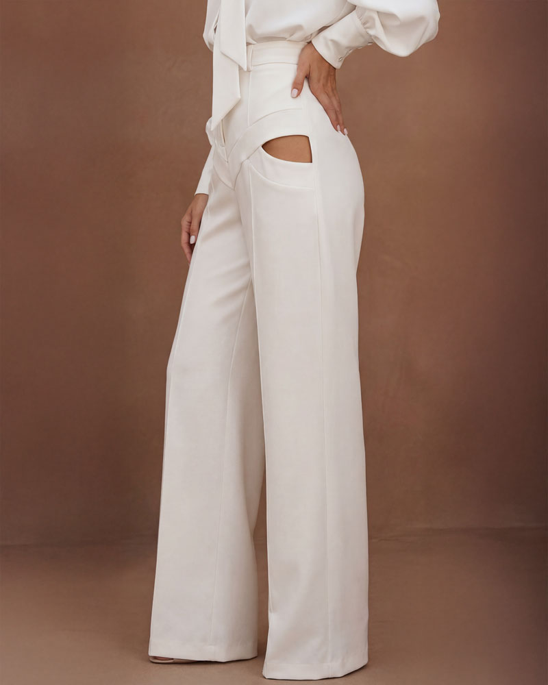 Cut-Out Waist Tailored Trousers